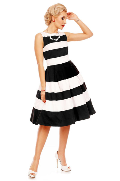 Woman's Striped Two Tone Dress in Black/White