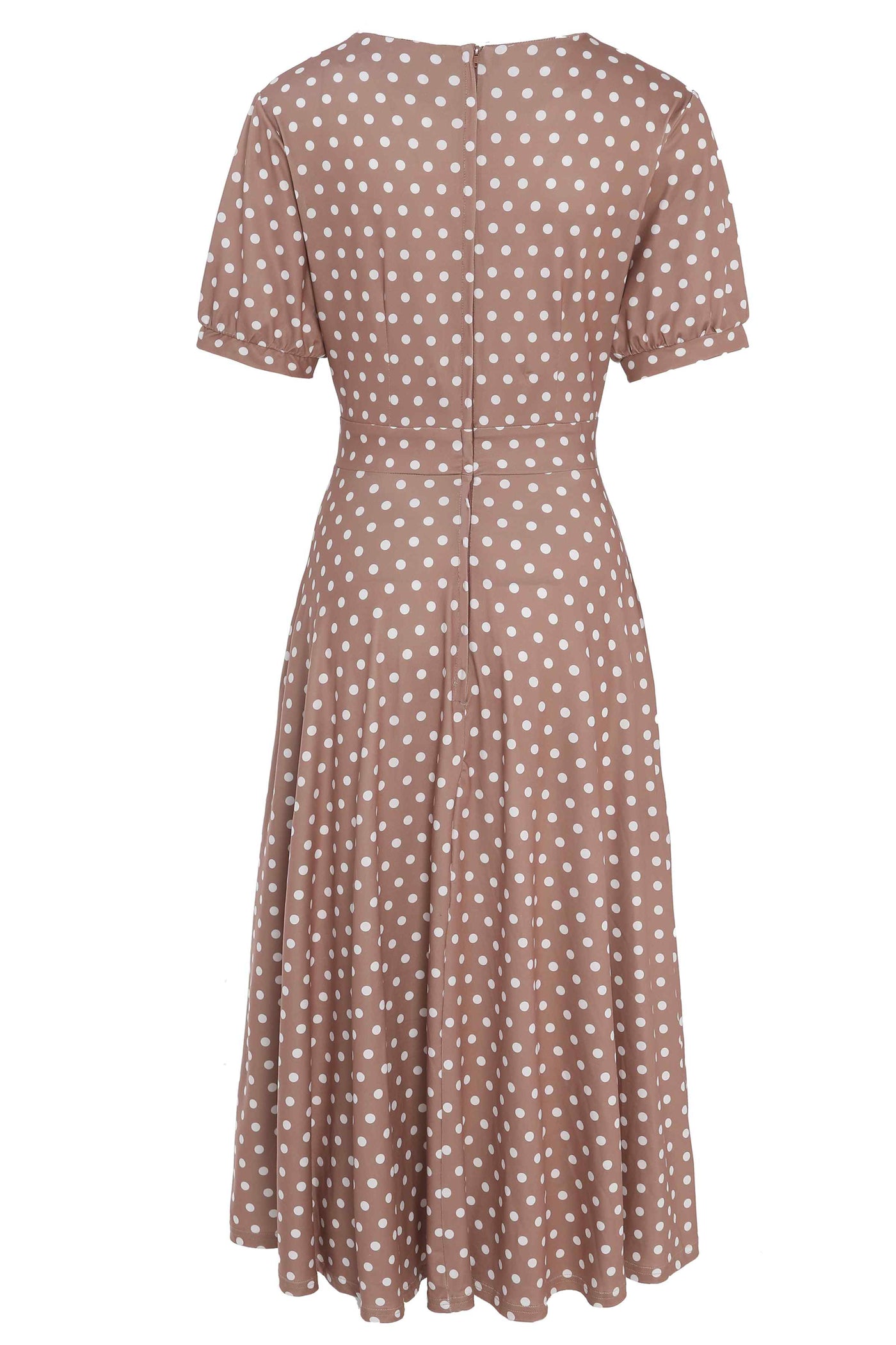 Julia 50s Style Brown & White Polka Dot Dress