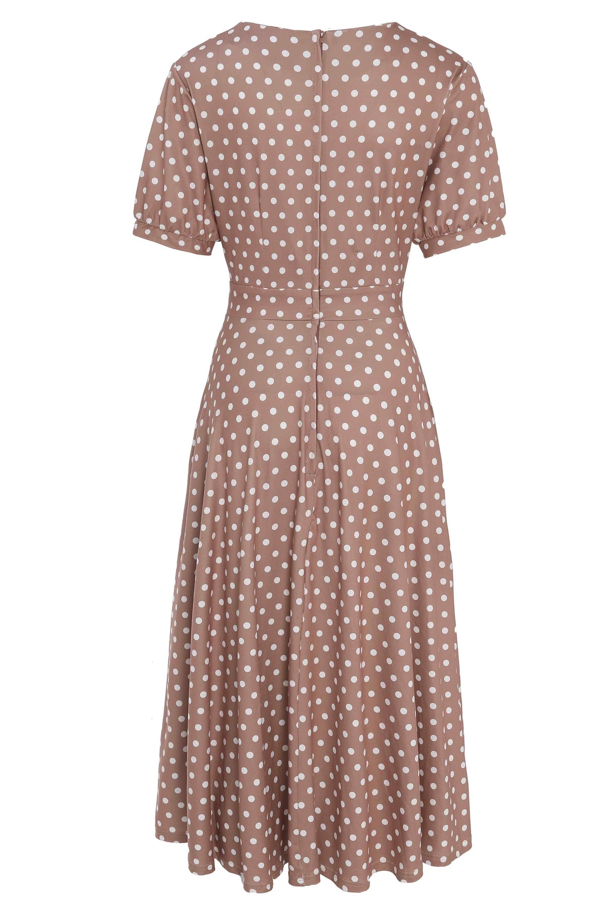 Julia 50s Style Brown & White Polka Dot Dress
