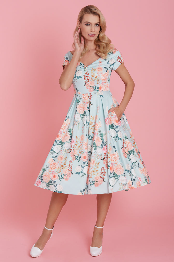 Floral Dress 50s Vintage Clothing Uk Lily Ladies Summer Floral Tea