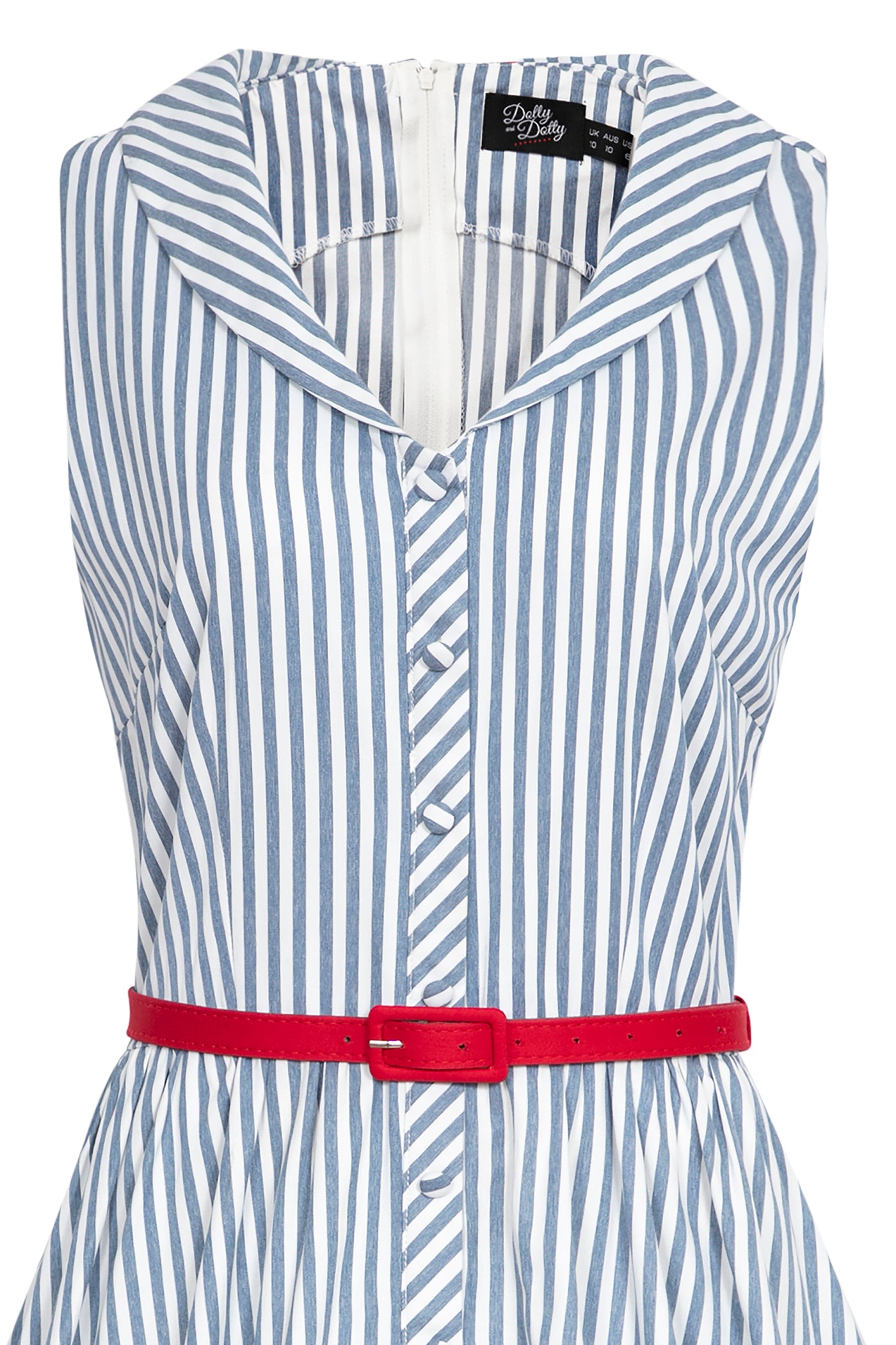 Woman's 50s Style Blue Pinstriped Shirt Dress