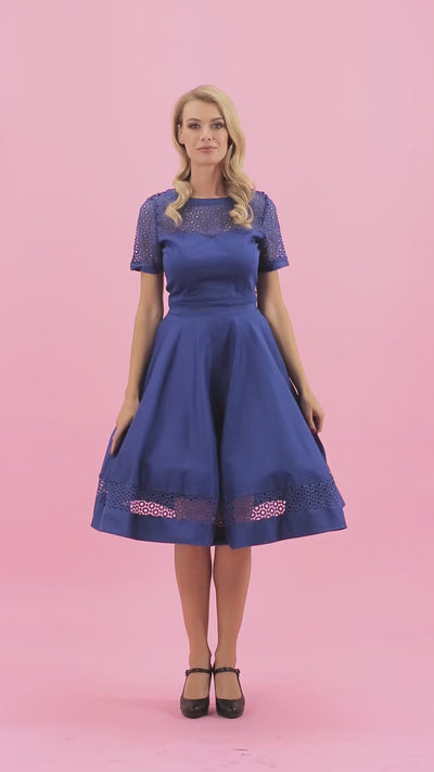 Woman's Royal Blue Lace Sleeved Dress