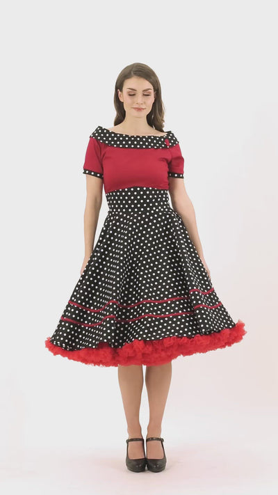 Woman's Rockabilly Red & Black White Polka Dot Dress