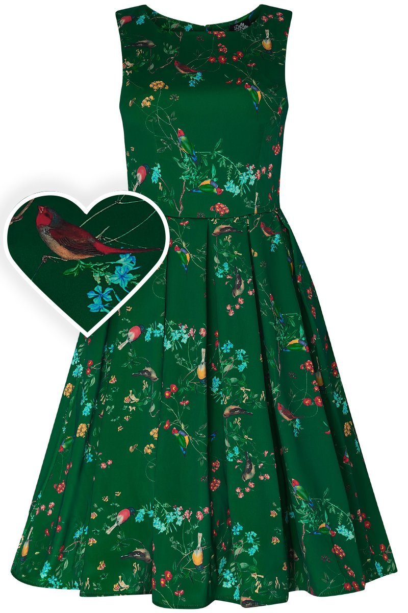 Annie Green Bird Print Dress1
