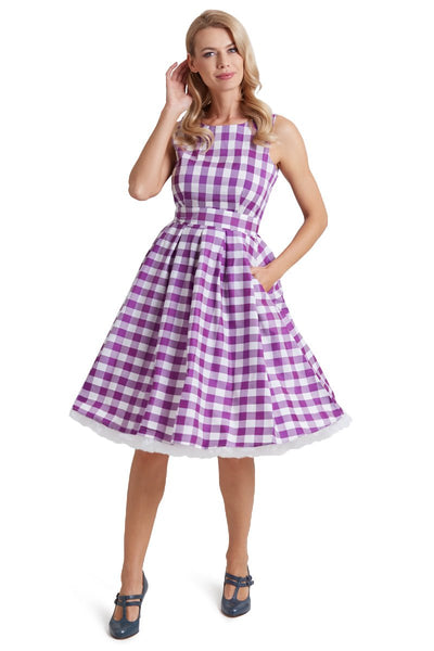 Purple Gingham Swing Dress