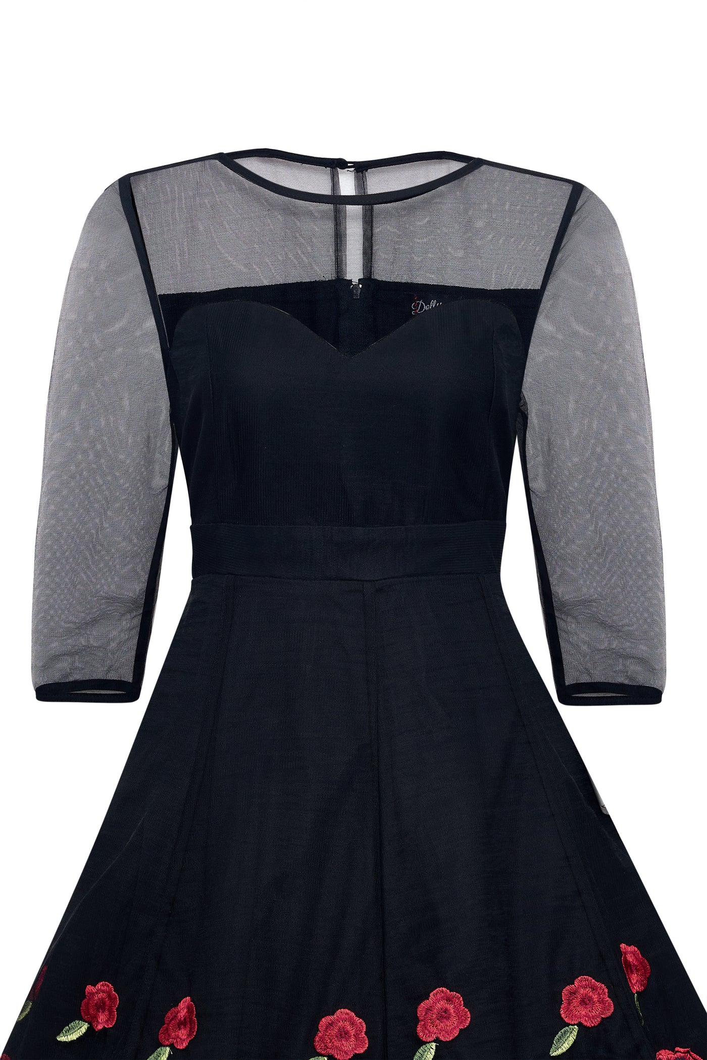 Ruby Black Evening Mesh Dress with Embroidered Roses Ruby Black Evening Mesh Dress with Embroidered Roses