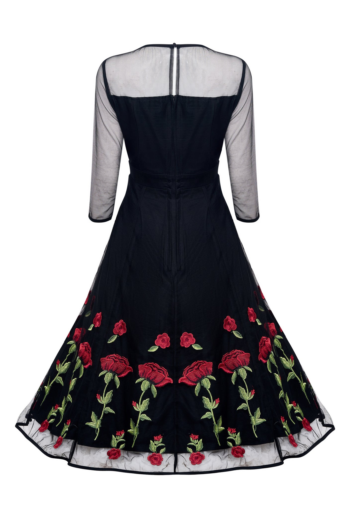 Ruby Black Evening Mesh Dress with Embroidered Roses Ruby Black Evening Mesh Dress with Embroidered Roses