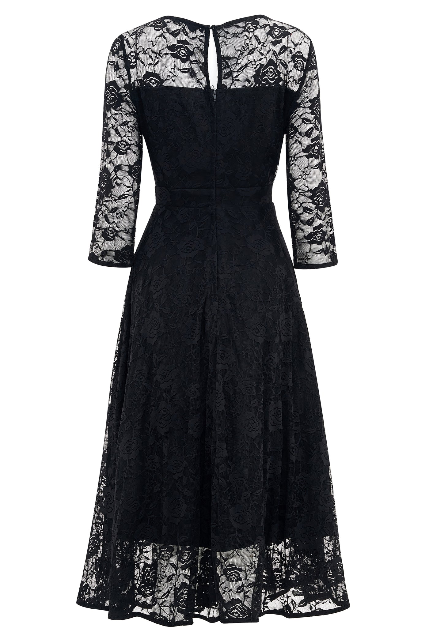 Back view of Black Formal Lace Dress