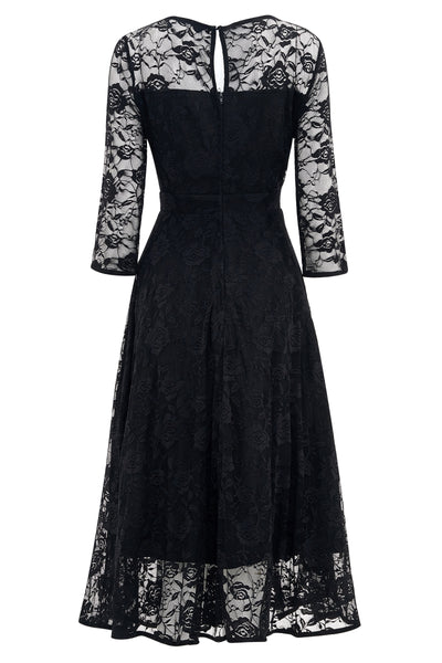 Back view of Black Formal Lace Dress