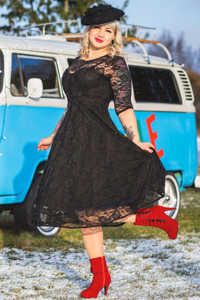 A model wearing Black Formal Lace Dress