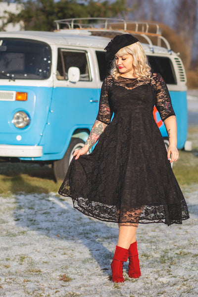 A model wearing Black Formal Lace Dress