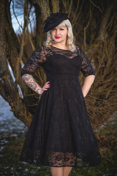 A model wearing Black Formal Lace Dress