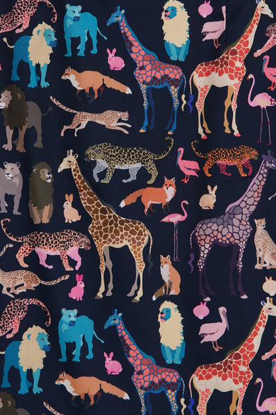Close up view of Black Pencil Skirt In Animal Jungle Print