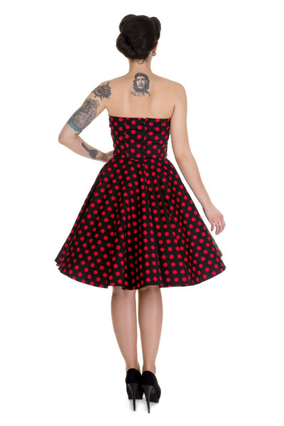 Black & Red Polka Dot Strapless Dress