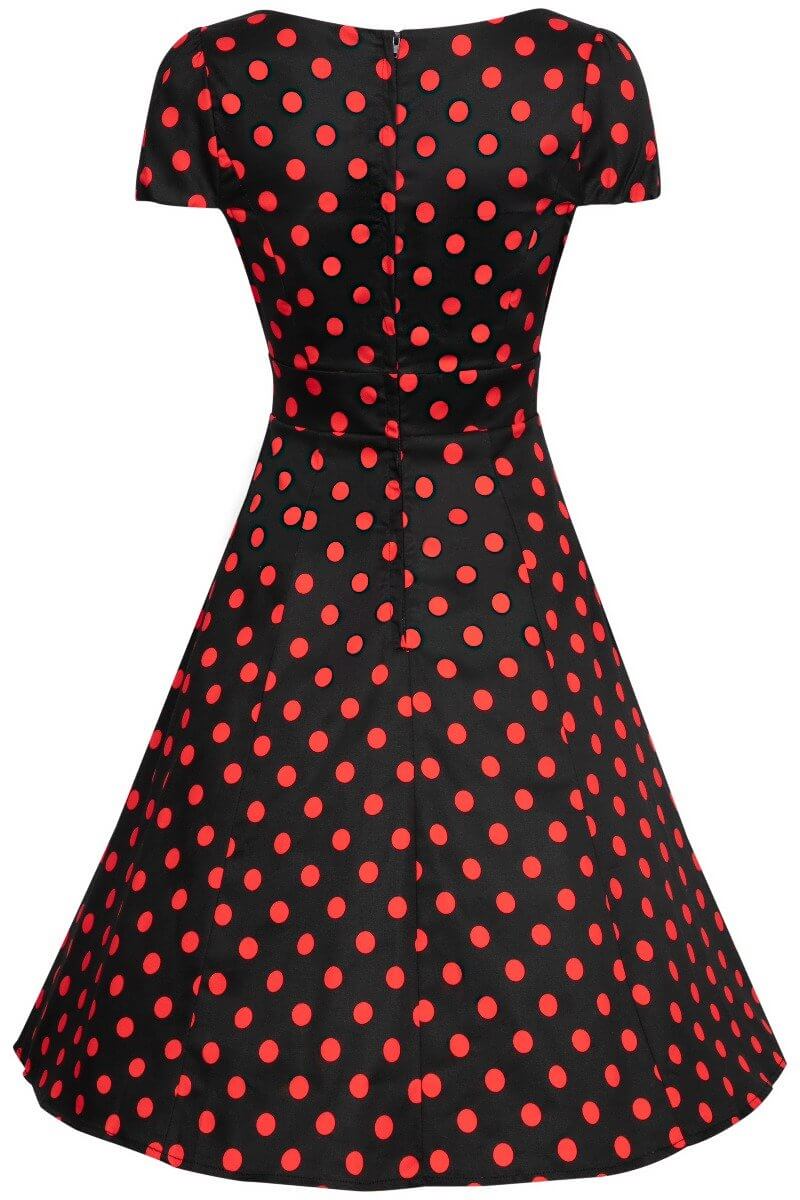 Claudia 50's Black/Red Polka Dot Dress by Dolly and Dotty