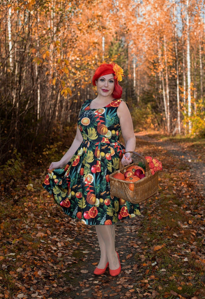 Women's Tropical Summer Fruit Print Swing Dress