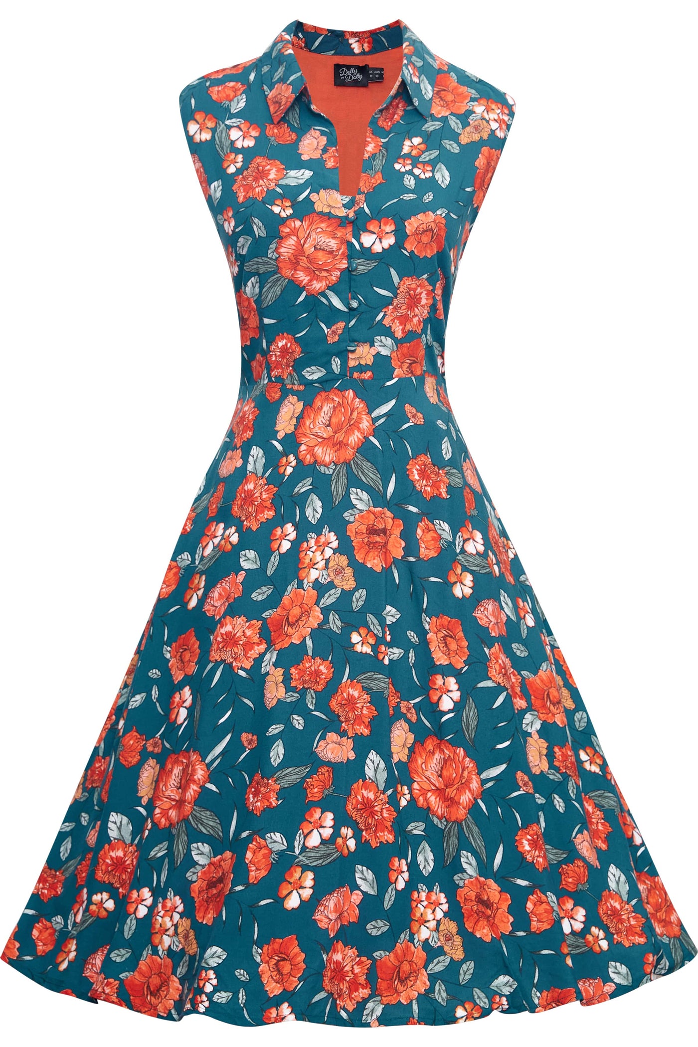 Blue & Orange Floral Collar Dress