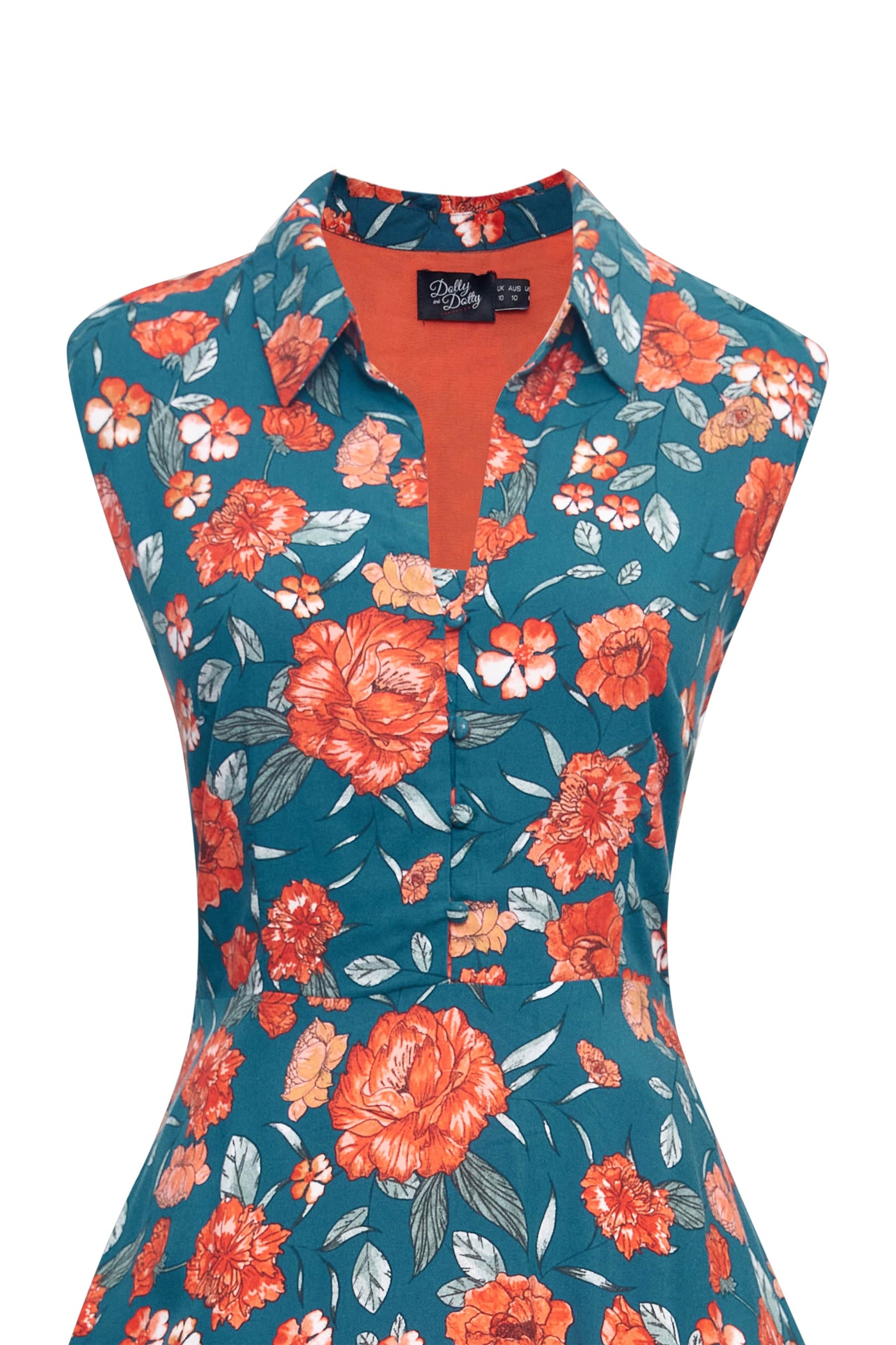 Blue & Orange Floral Collar Dress