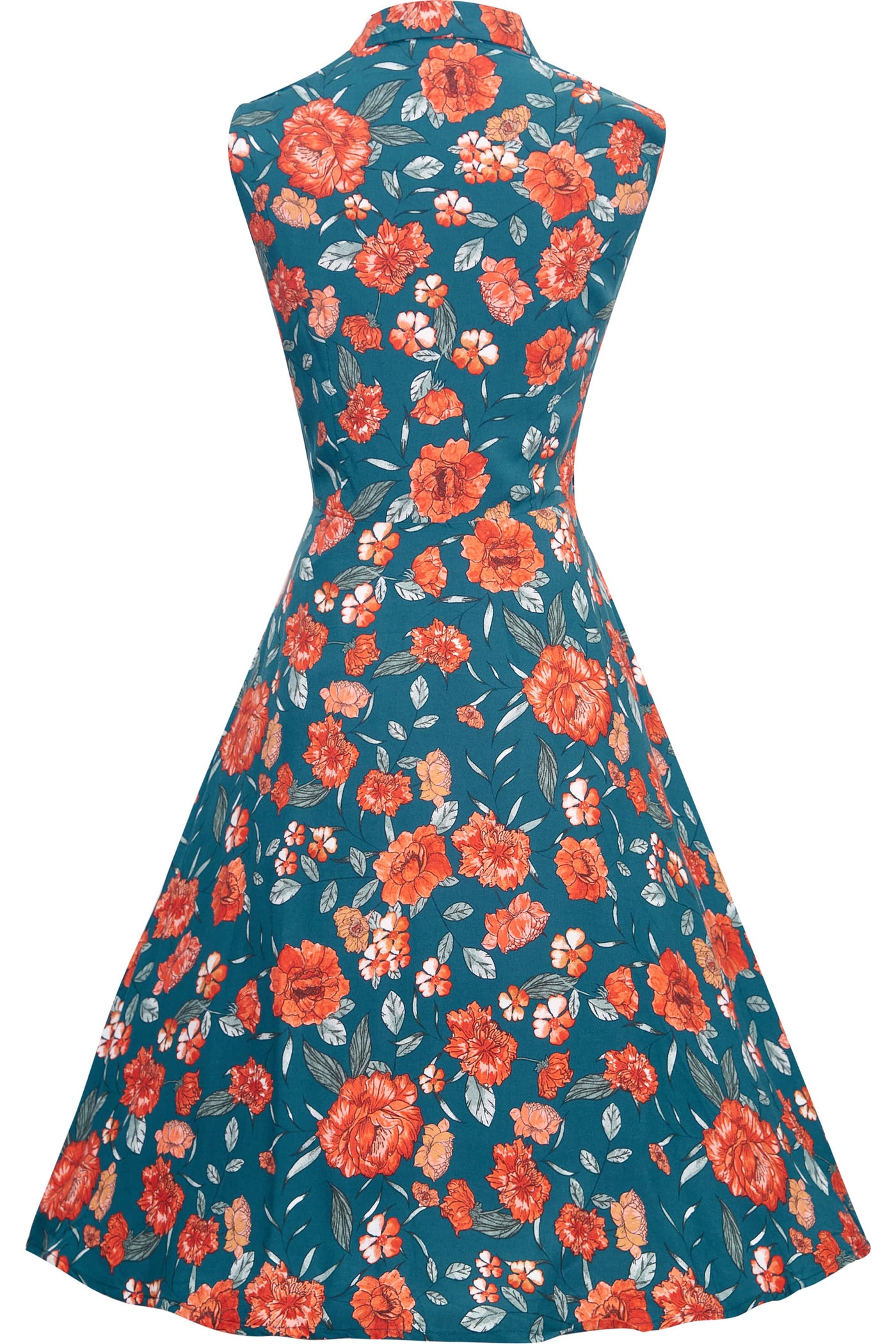 Blue & Orange Floral Collar Dress