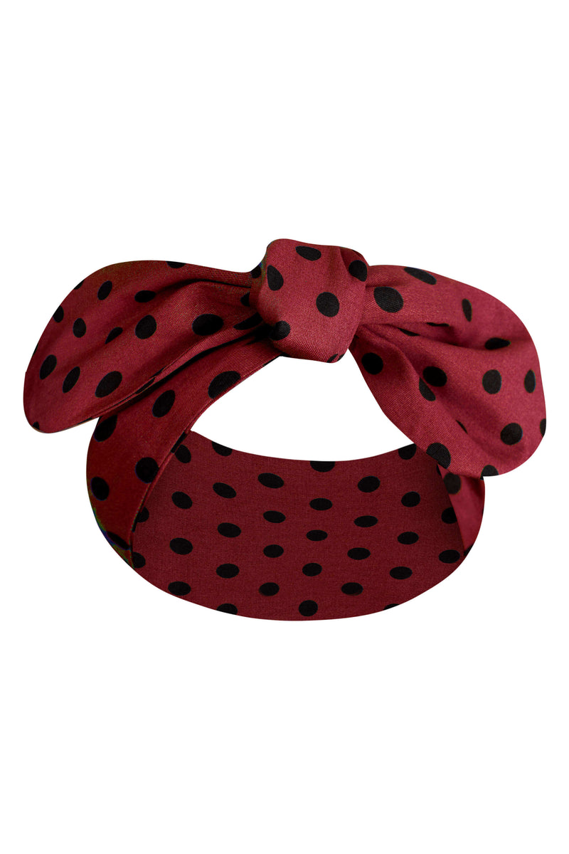 Burgundy Black Polka Dot Headband