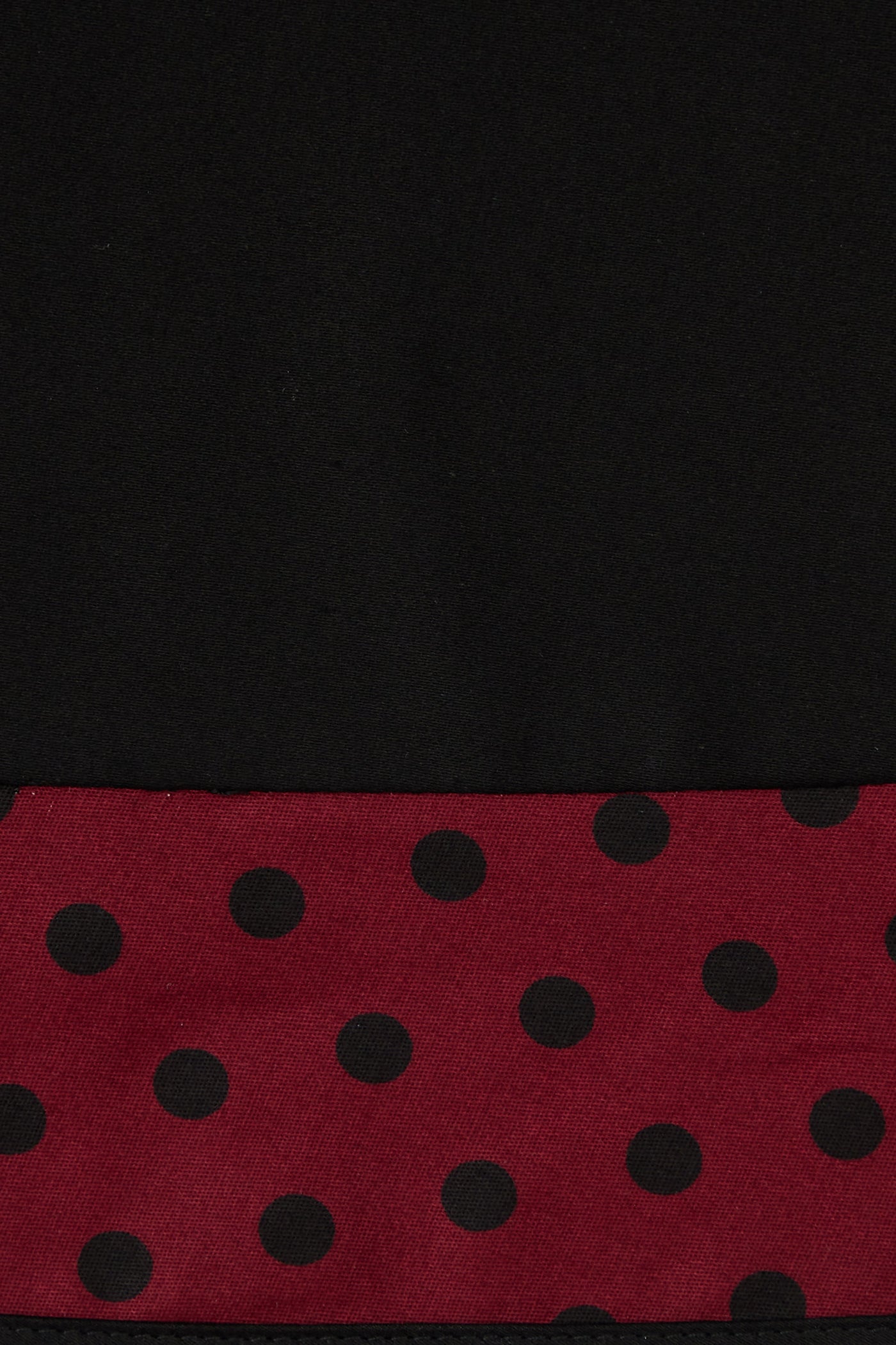 close up view of Burgundy & Black Polka Dot Off Shoulder Dress