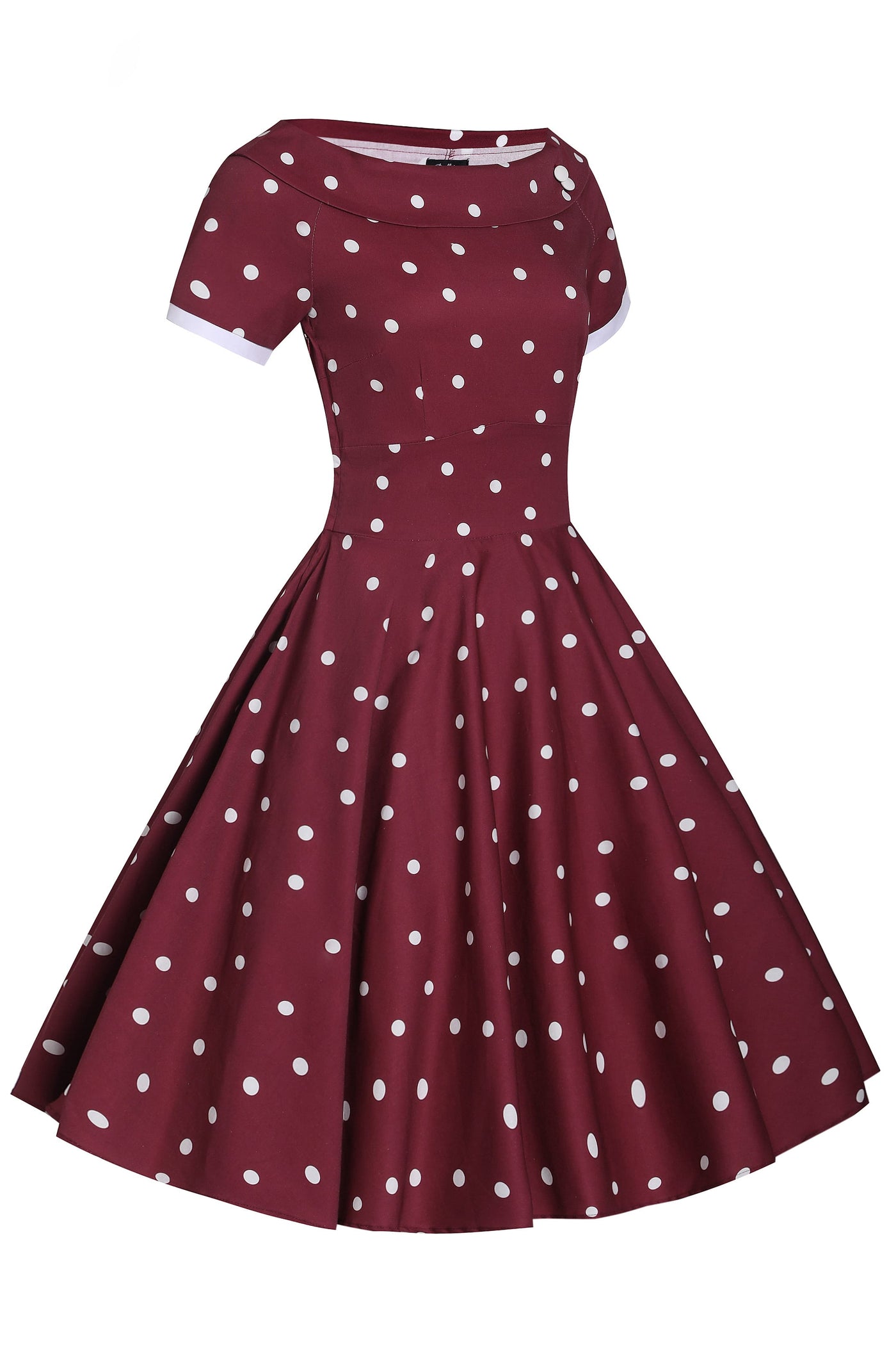 Burgundy & White Off Shoulder Circle Dress