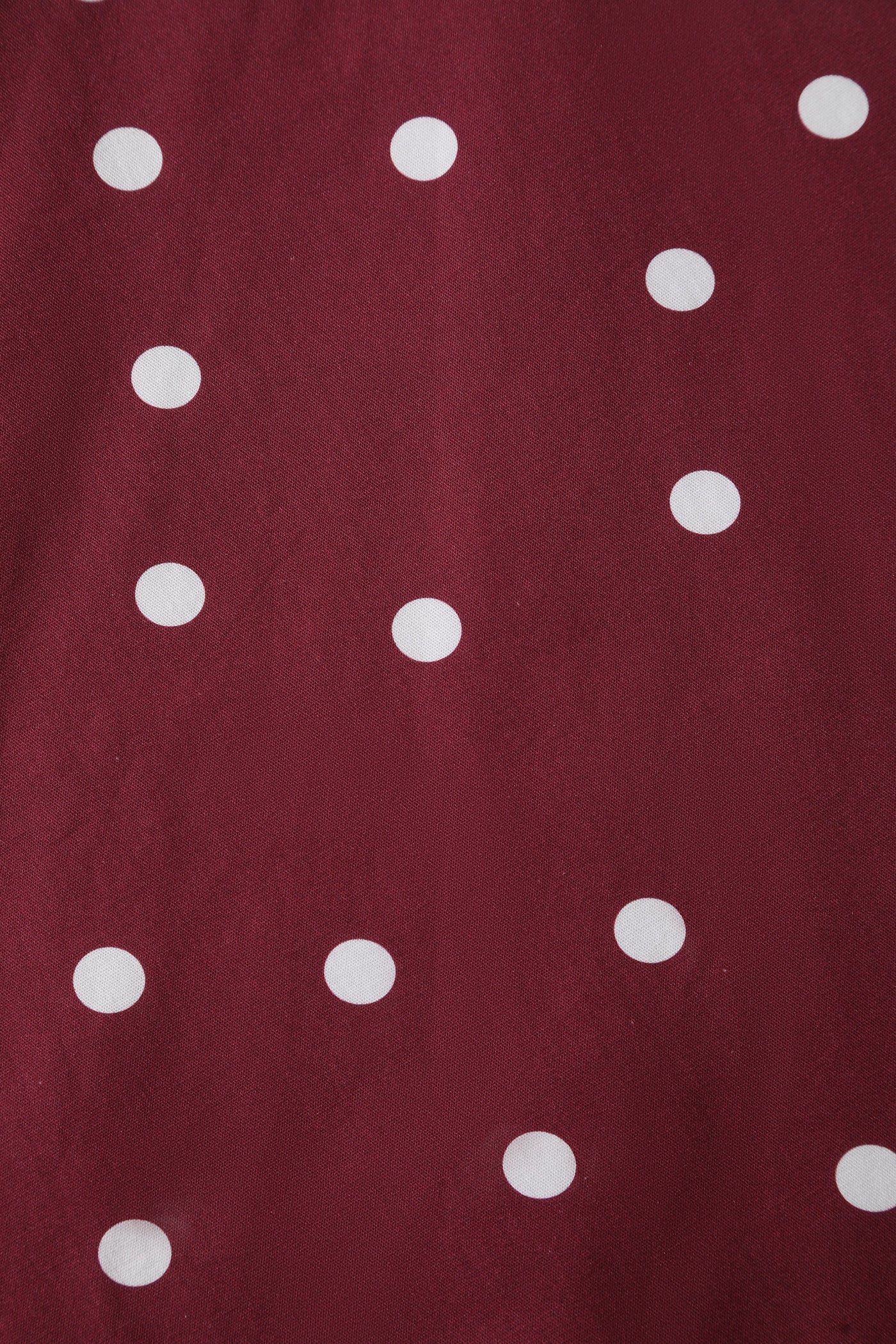 Close up view of Burgundy & White Off Shoulder Circle Dress