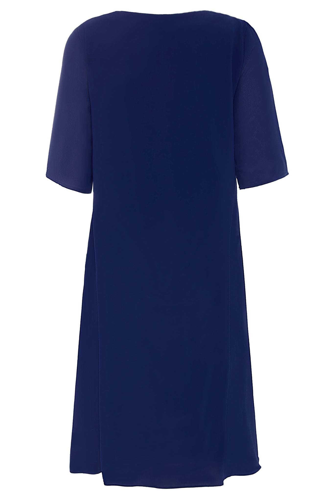 Dora Chiffon day dress in Royal Blue, back view