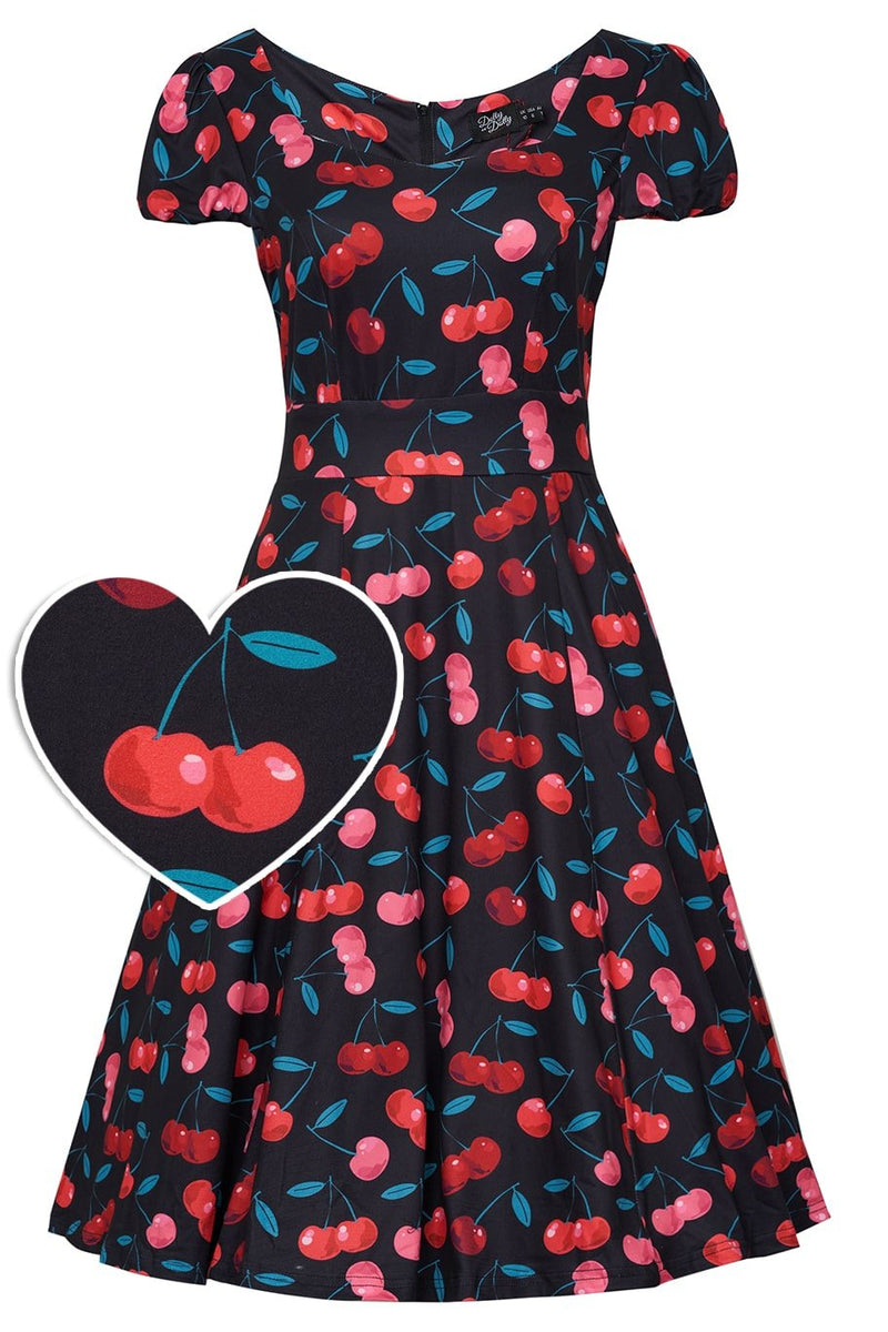 Cap Sleeved Cherry Skater Dress