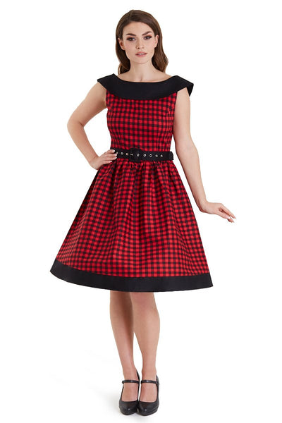 Cindy Full Circle Dress in Red Checkered1