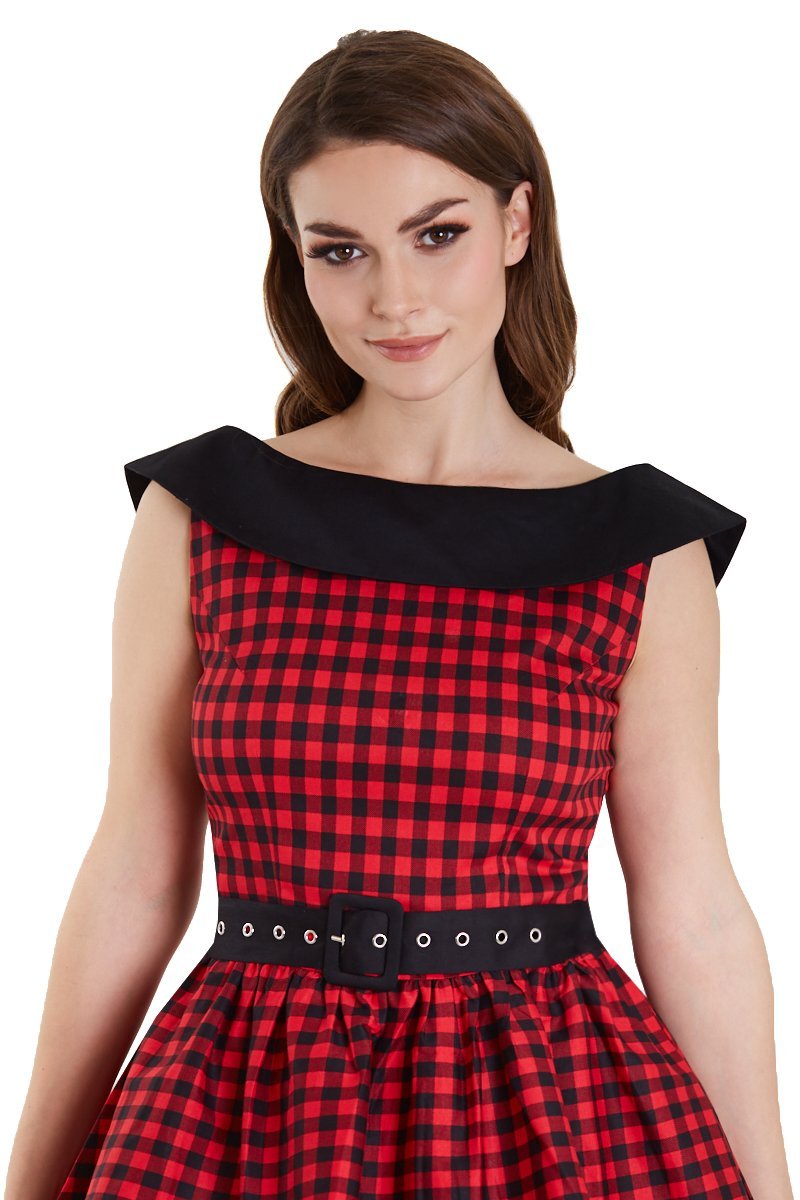 Cindy Full Circle Dress in Red Checkered2