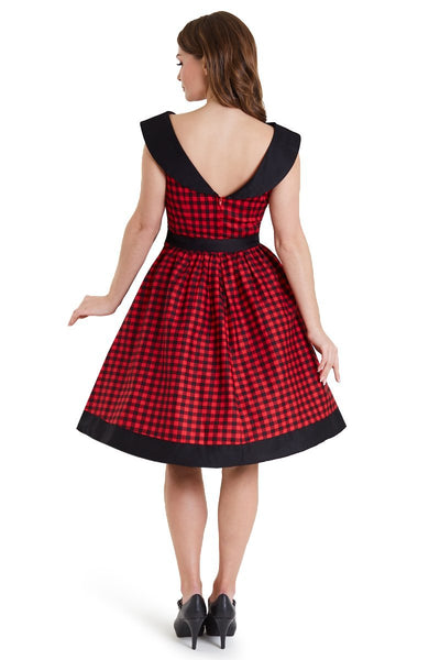 Cindy Full Circle Dress in Red Checkered3