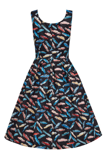 Classic Car Print Dress back view