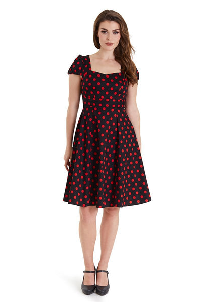 Woman's Black & Red Polka Dot Dress