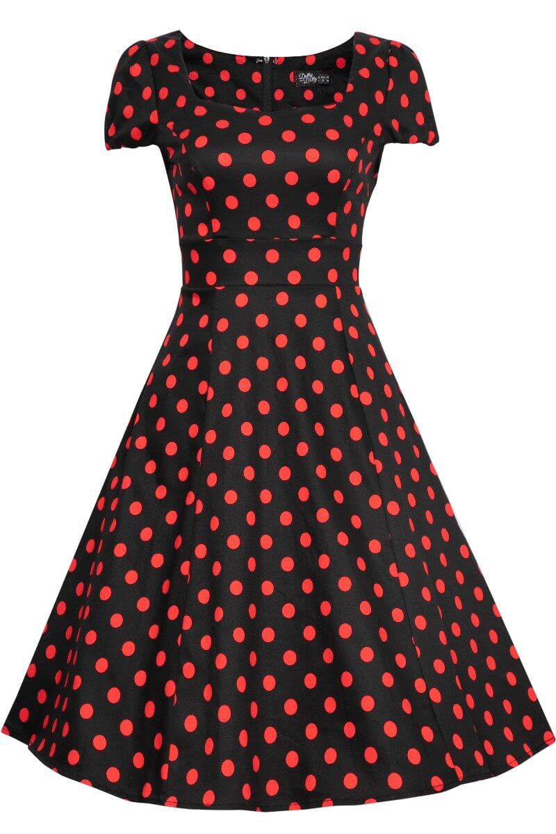 Woman's Black & Red Polka Dot Dress