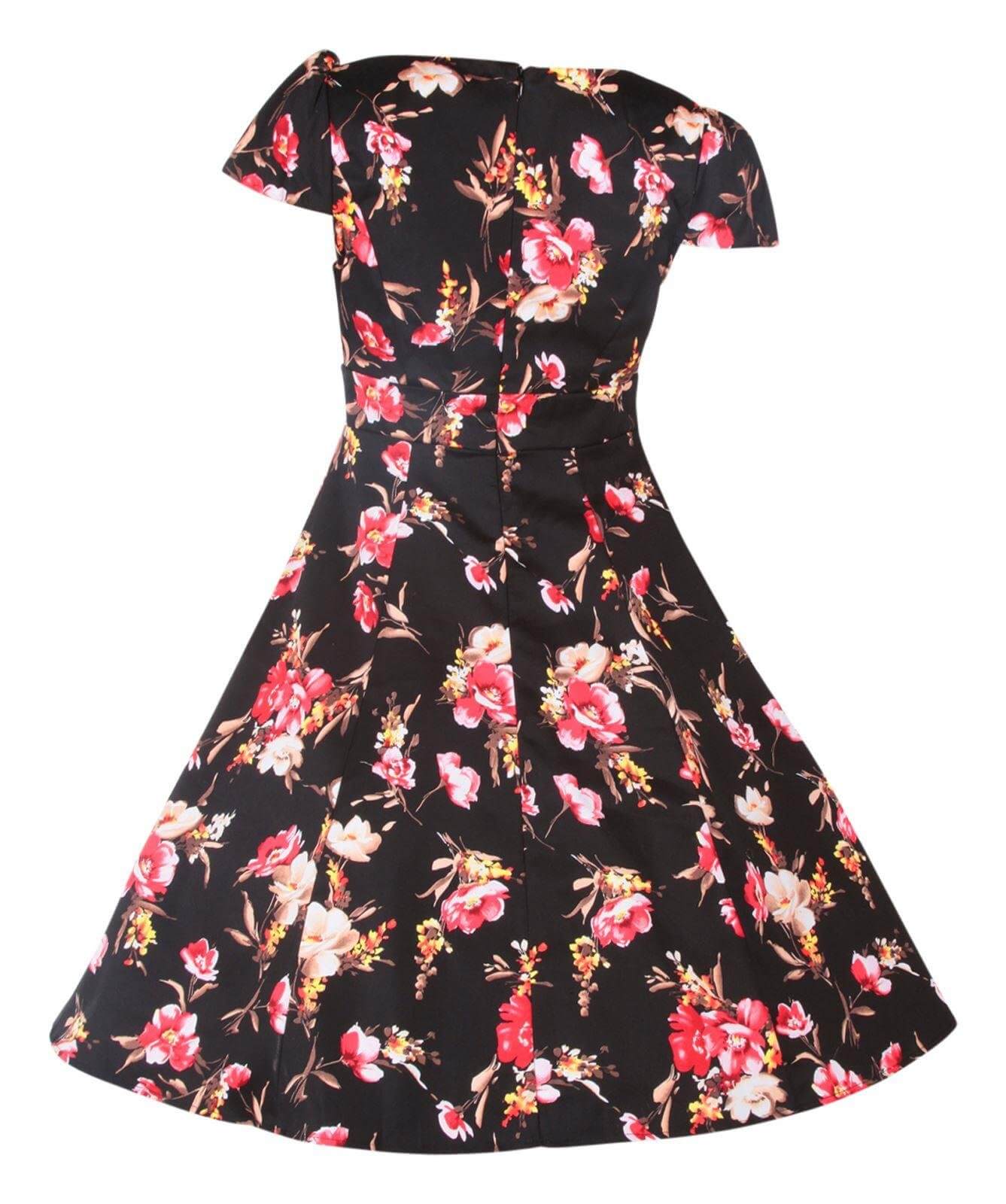 Claudia Flirty Fifties Swing Floral Dress in Black4