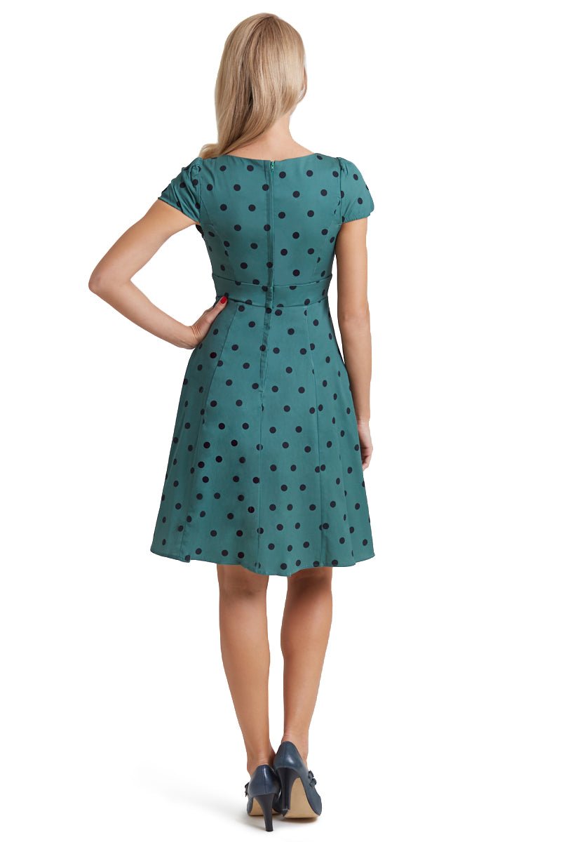 Polka Dot Dress In Green and Black back
