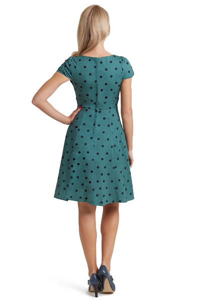 Polka Dot Dress In Green and Black back