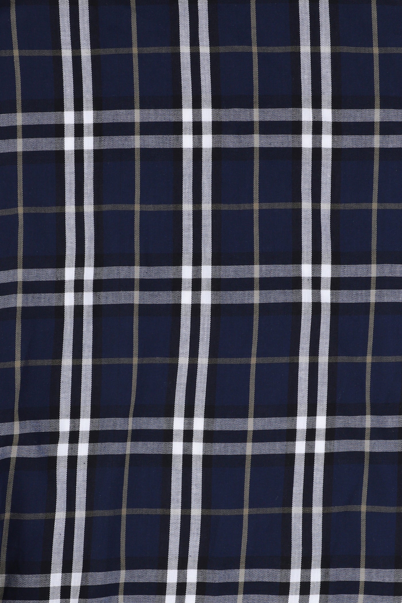 Navy Blue White Tartan Plaid Print Fabric Swatch