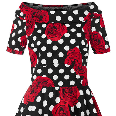 Women's Polka & Roses Swing Dress