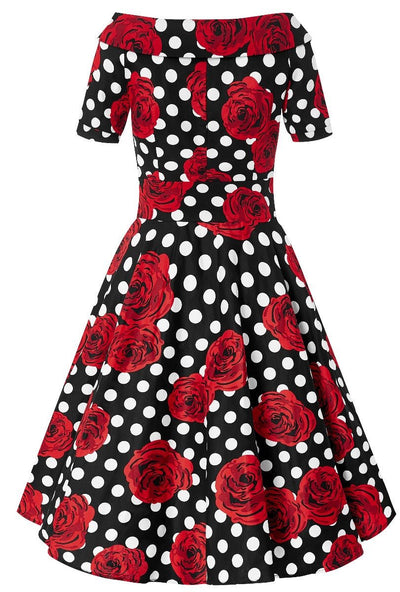 Women's Polka & Roses Swing Dress
