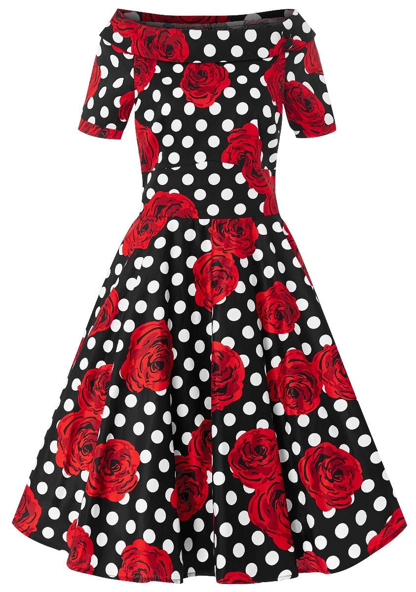 Women's Polka & Roses Swing Dress