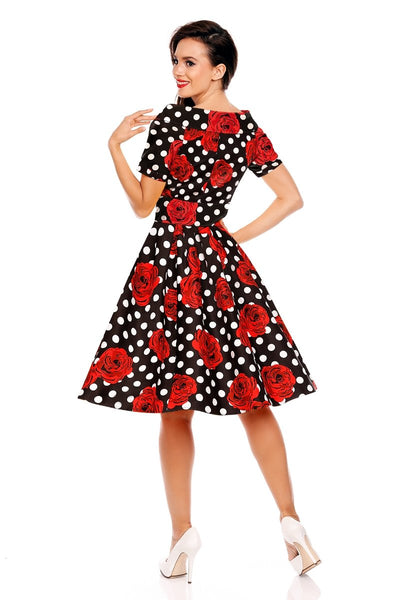 Women's Polka & Roses Swing Dress
