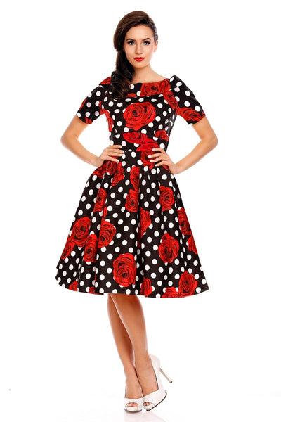 Women's Polka & Roses Swing Dress