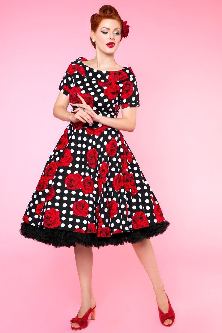 Women's Polka & Roses Swing Dress