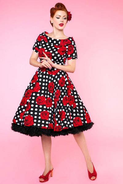 Women's Polka & Roses Swing Dress