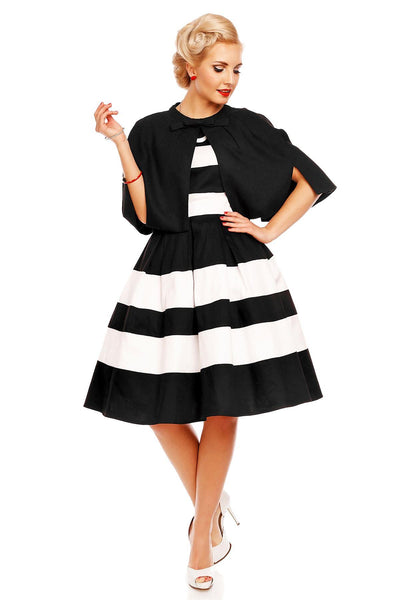 Woman's Striped Two Tone Dress in Black/White