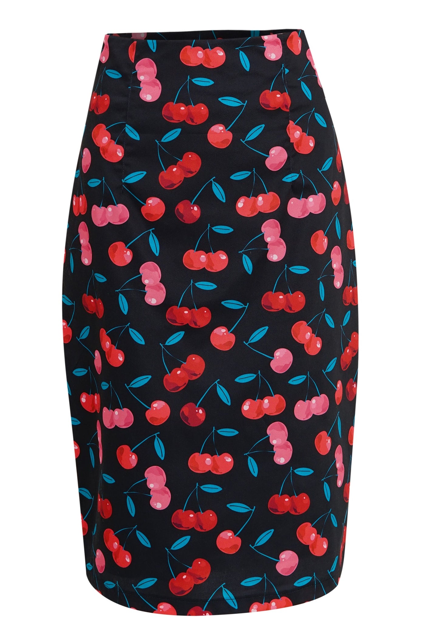 Falda Black & Red Cherry Pencil Skirt