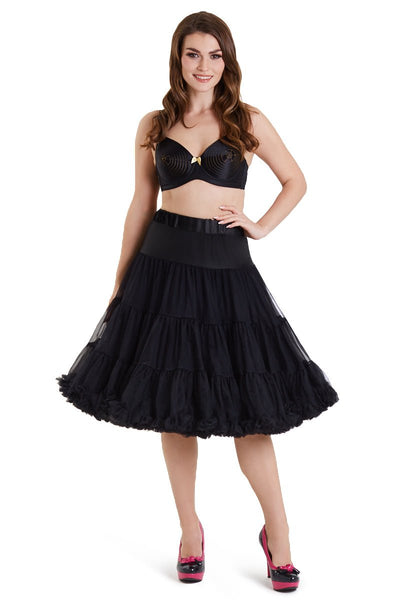 Model in Black fluffy petticoat skirt