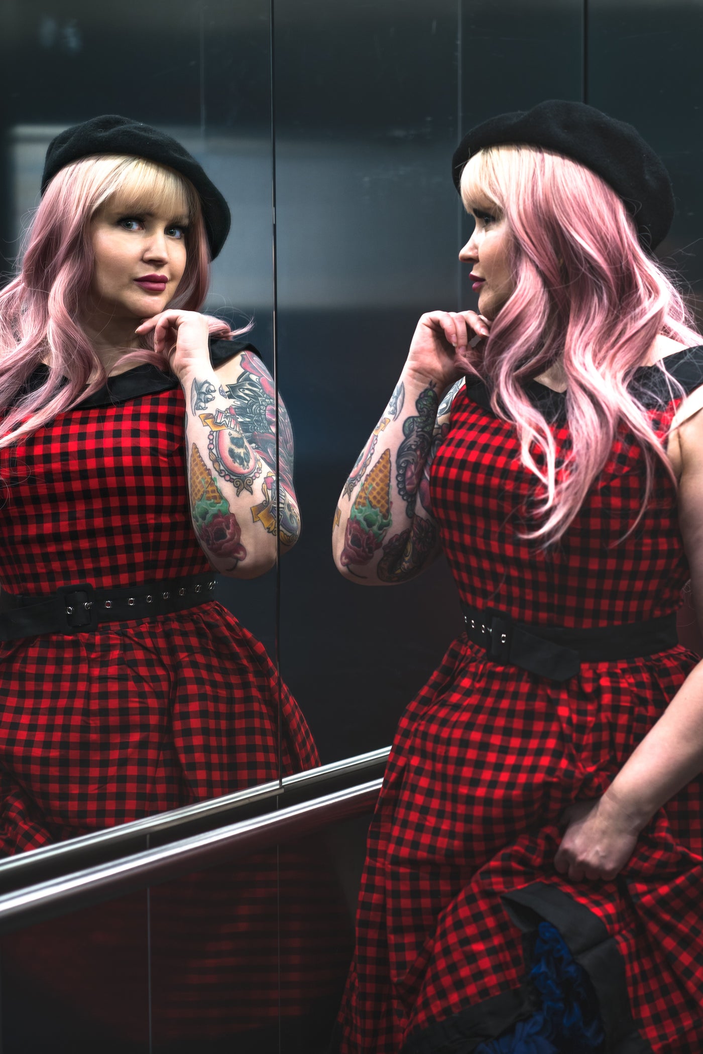 Full Circle Dress in Red Checkered